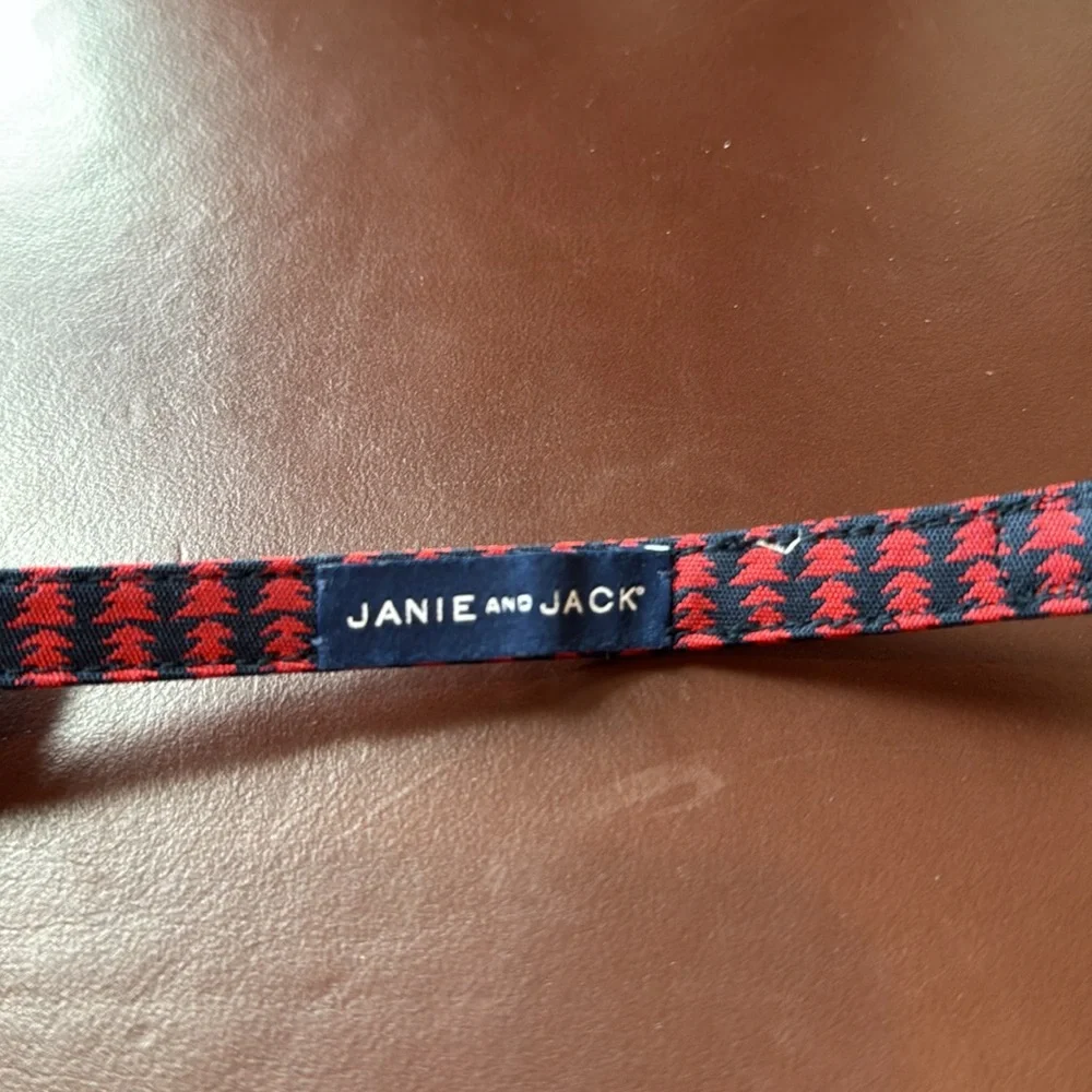 Janie & Jack Red and Navy Christmas Tree Bow Tie with Velcro closure